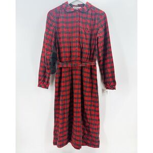 VTG 80s Don Sophisticates Dress Red Plaid School Girl Sz 10 BB39 Holiday NWT